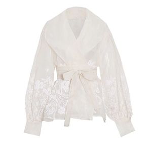 Luxe Dress Evening Shawl Collar Lantern Sleeve Blouse